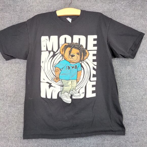 Yazbek Mens Travis Scott Bear Sicko Mode Cactus Jack Graphic T-Shirt Black Large - Picture 2 of 14